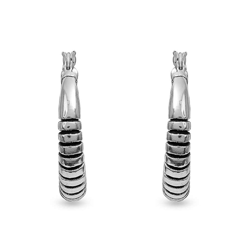 LeCalla 925 Sterling Silver Jewelry Light-Weight Antique Click-Top Hoop Earrings for Women and Teen 28MM