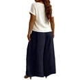 thumbnail image 4 of Delayuji Womens Wide Leg Pant Elastic Waist Daily Elegant Casual Solid Color Pants Loose Linen Pants Women L-6XL, 4 of 6