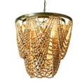 thumbnail image 4 of Creative Co-Op 2-Tier Draped Wood Bead Chandelier, Whitewashed, 4 of 6