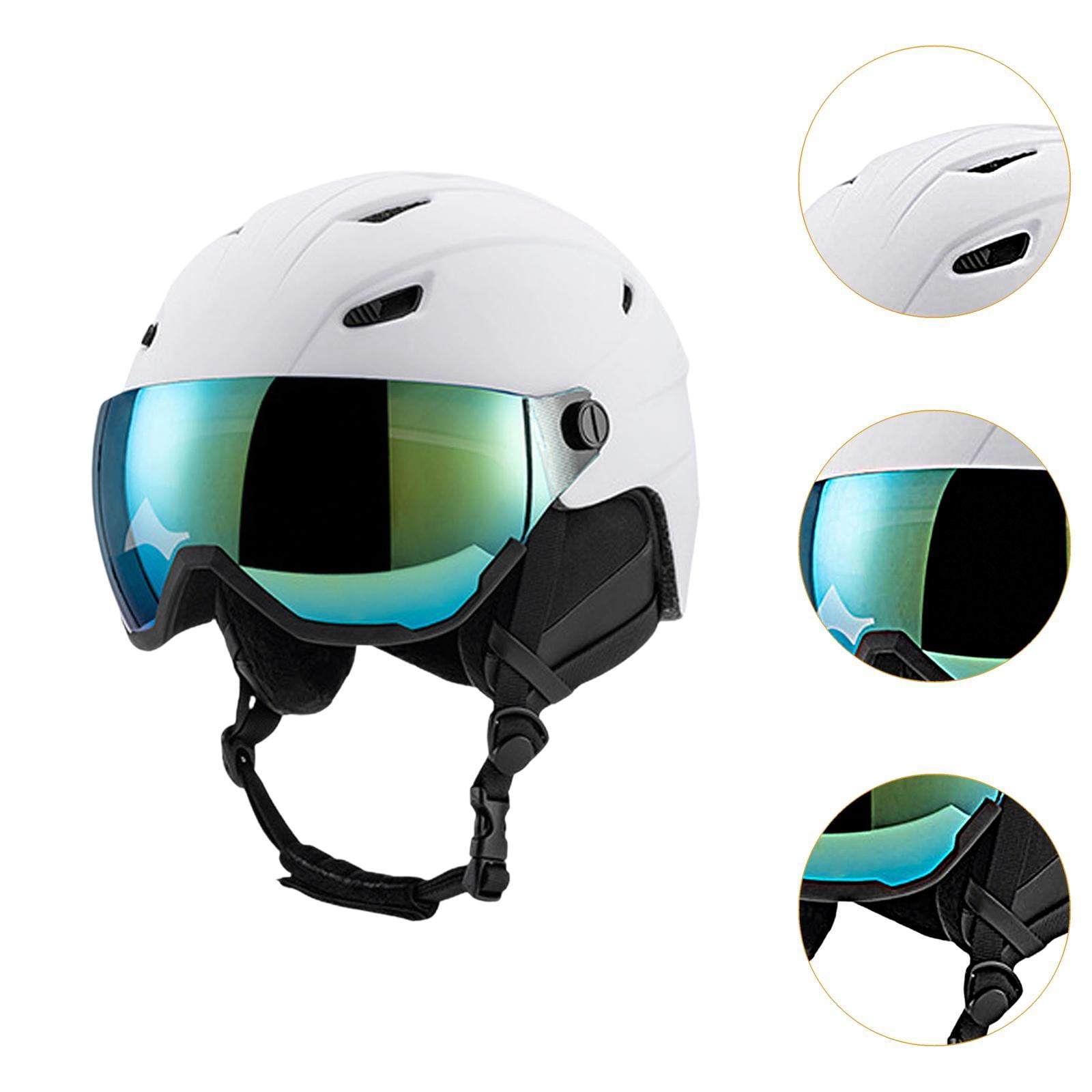 figatia Skiing Helmet Warm Protectived Glasses with Jaw Pad Snow Ski Helmet for Cold White 55 to 58cm