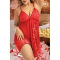 thumbnail image 3 of Lencería ADOREJOY babydoll de encaje talla grande roja 2XL, 3 of 9