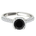 thumbnail image 2 of Mauli Jewels Engagement Rings for Women 1 Carat Halo Black Diamond Engagement Ring 4 prong 14k White Gold, 2 of 7