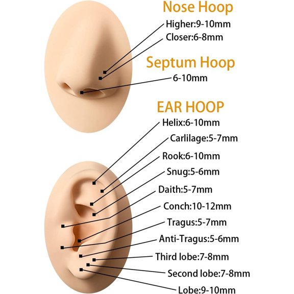 GHRTGR-Hinged Nose Rings Hoop 316L Surgical Steel Hypoallergenic Septum Ring Lip Ring Helix Cartilage Rook Earrings Body Piercing Jewelry 14G 16G 18G 20G, Diameter 5mm to 14mm