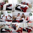 thumbnail image 5 of Abstract Water Ripple Duvet Cover Set Twin Size, Red Black White Stitching 4 Piece Soft Microfiber Bedding Set with 1 Duvet Cover, 1 Flat Sheet, 2 Pillowcases, 5 of 9