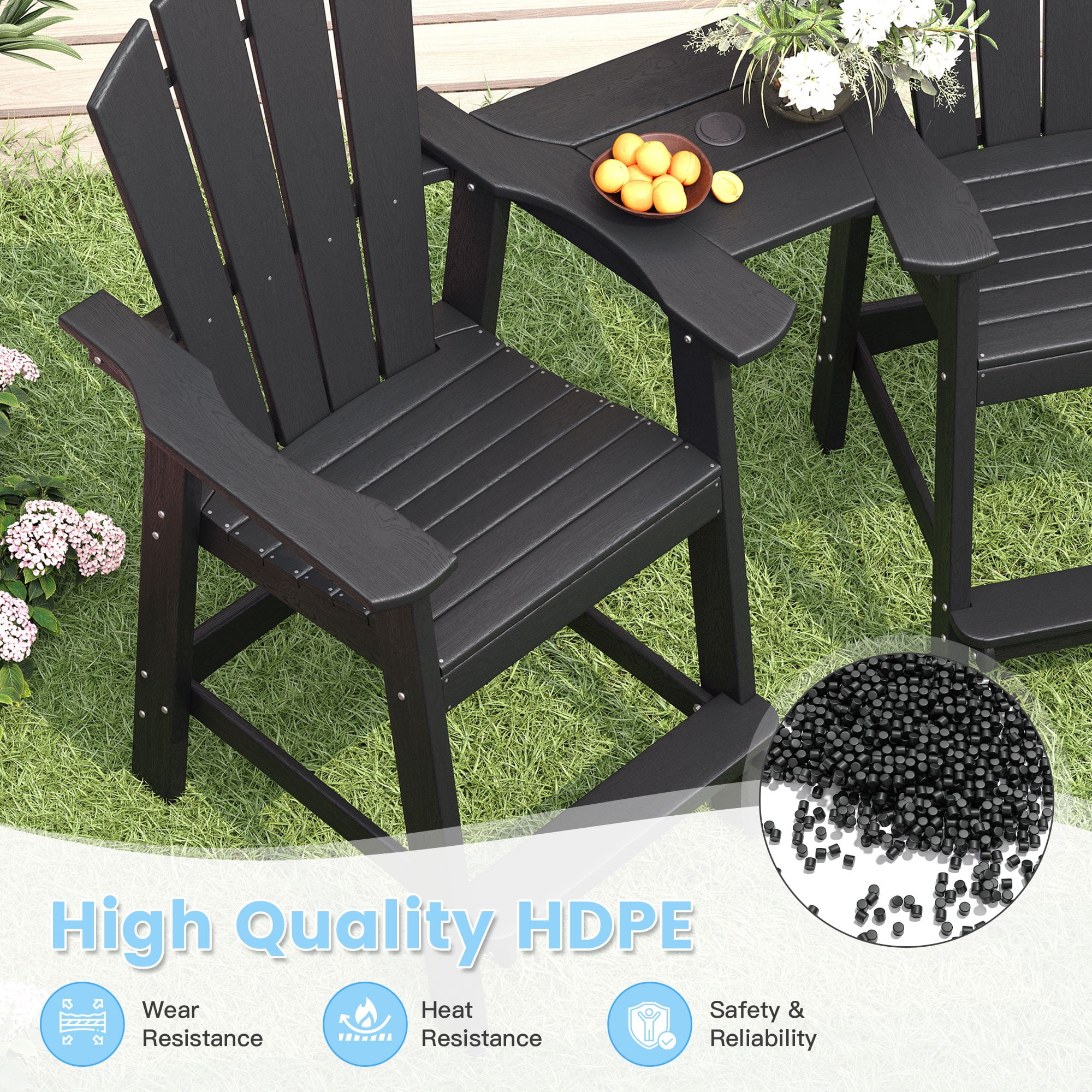 Vicllax Outdoor Tall Adirondack Chairs Beach Style HDPE for Garden 28.9"Lx22.6"Wx52.2"H