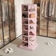 thumbnail image 4 of PORKISS 7-Layer Rotating Shoe Cabinet, Modern Tall Shoe Rack with Open Storage Space Hold 28 Paris shoes, Freestanding 360 Rotating Shoe Rack Tower, Round ShoeRack for Home, Pink, 4 of 6