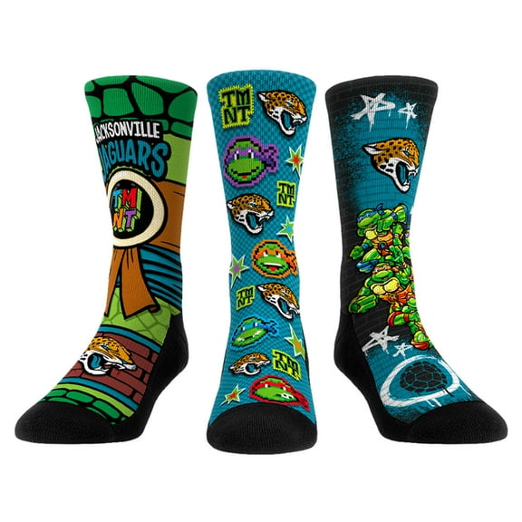 Unisex Rock Em Socks  Teal Jacksonville Jaguars TMNT Three-Pack Crew Sock Set