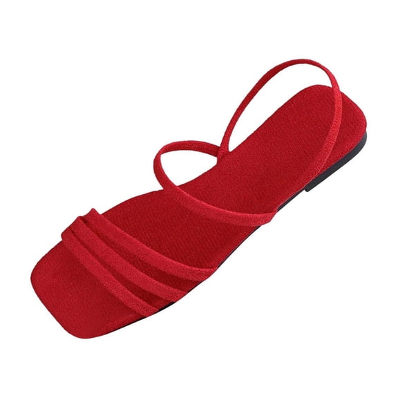 SZJXBUY Tall Sandals for Women,Summer Casual Strappy Flat Sandals Breathable Open Toe Comfortable Slip-On Ankle Strap Beach Vacation Shoes Red,38