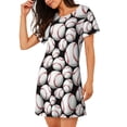 thumbnail image 2 of Fuzoiu Cute Baseball Print Women Nightgowns, Soft Comfy Lightweight Short Sleeves Sleepwear,Crew Neck Loungewear, 2 of 6