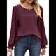 thumbnail image 1 of Camisas de Larga para Mujer, Cuello Redondo, Túnicas Informales Holgadas, Blusas Elegantes para el Trabajo, Ropa de Moda de Otoño 2025 Vino Tinto M, 1 of 10