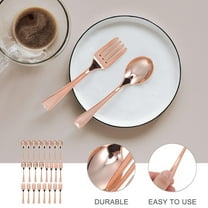 Supvox Rose Gold Disposable Plastic Cutlery for Parties with Smooth Mini Spoons and Forks, Material, Set of 20