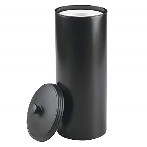 mDesign Plastic Free Standing Toilet Paper Holder Canister Storage