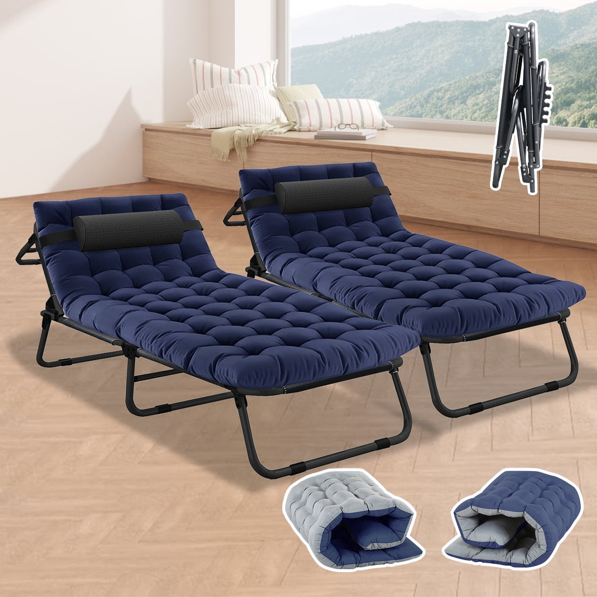 Slsy 2 Pack Folding Camping Cot for Adults, Adjustable 4Position