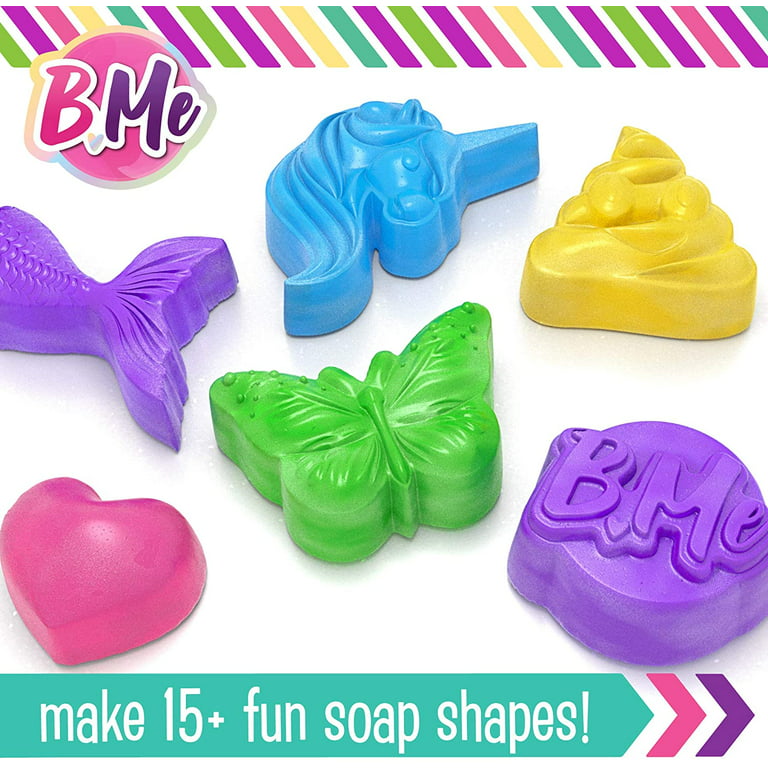  B Me Beginner Soap Making Craft Kits for Kids Girls Ages 6+, Make 15+ Soap Shapes with 5 Different Scents