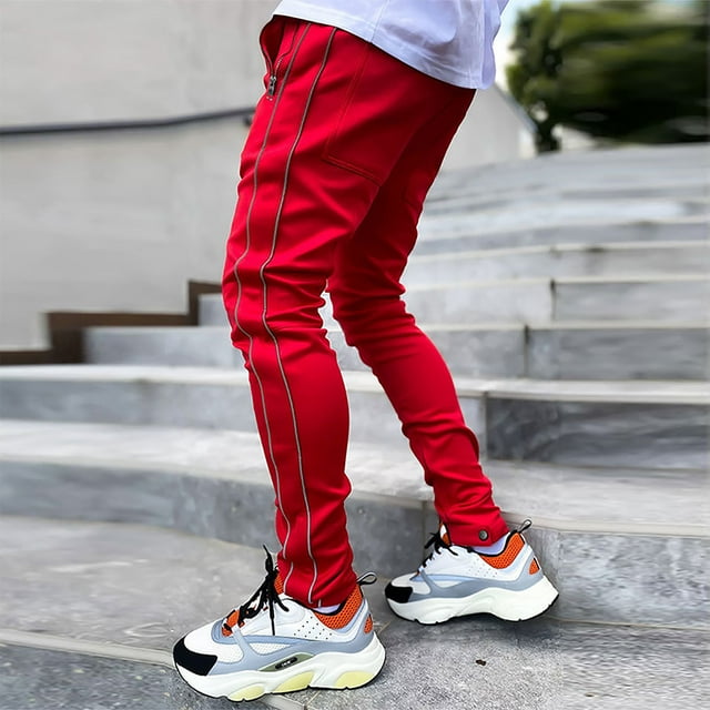 Sweatpants for Men Multi-pocket Reflective Straight-leg Sports Casual Overalls on Clearance