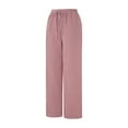 thumbnail image 3 of Musuos Women Wide Leg Long Pants Plaid Elastic Casual Loose Trousers with Pockets for Work Office Streetwear, 3 of 9