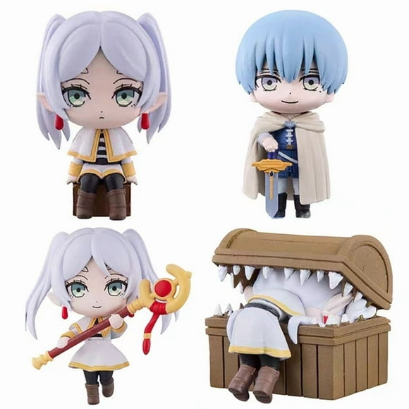 4 Pcs Frieren : Beyond Journey's End Figurine d'Anime Fougère Assise Figurines d'Action Frieren Bouchon de Nouilles Collection de Figurines Modèle Jouets