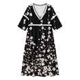 thumbnail image 5 of QUNYINEY 3/4 Sleeve Women's Plus Size Dresses Floral Beach Midi Summer A Line Dress Beach Loose Fit V Neck Dresses, 5 of 6