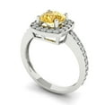 thumbnail image 2 of Clara Pucci 14K White Gold Solid Gold Yellow Solitaire with Accents Anniversary Ring for Women - 1.335 cttw Round Cut, 2 of 8