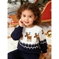 thumbnail image 4 of HILEELANG Toddler Boy(2-8Y) Sweatshirts Christmas Navy Blue Graphic Elk Pullover Cotton Crewneck Clothes 3T, 4 of 7