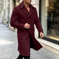 thumbnail image 5 of KeShDi Trench Coat for Men Double Breasted Lapel Long Sleeve Jacket Wine M, 5 of 7