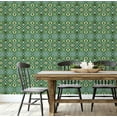 thumbnail image 5 of S4Sassy Self-Stick Decorative Boho Wallpaper, Diamond Floral Medallion Wall Paper, Plain Vinyl Waterproof Contact Paper, Green, 25"X360" Removable Renter Wall Covering For Bedroom, Dining Room, 5 of 9