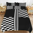thumbnail image 6 of 3 Pcs Soft Bedding Set, Includes 1 Duvet Cover with Zipper And 2 Pillow Shams,Stylish Black And White Check And Stripes King(102"×90"), 6 of 8
