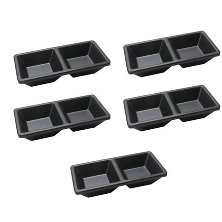 

Black Matte Melamine Tableware Condiments Sauc-e Dish Shallow Dipping Square Bowl Home Use Restaurant Supply Two Compartments 6pc Pack (2 Compartment) CHMORA