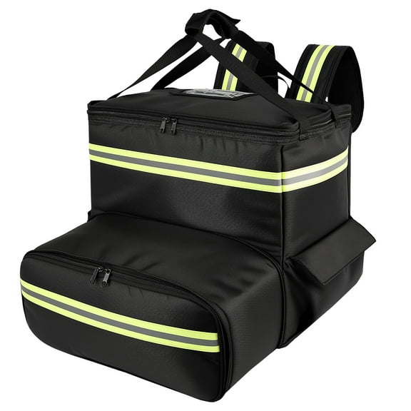 Grusce Large Food Delivery Backpack, Food Delivery Bag with Expandable Front Pocket, Large Insulated Pizza Delivery Bag with Reflective Strip, Delivery food Bag Fits for Grocery Bike