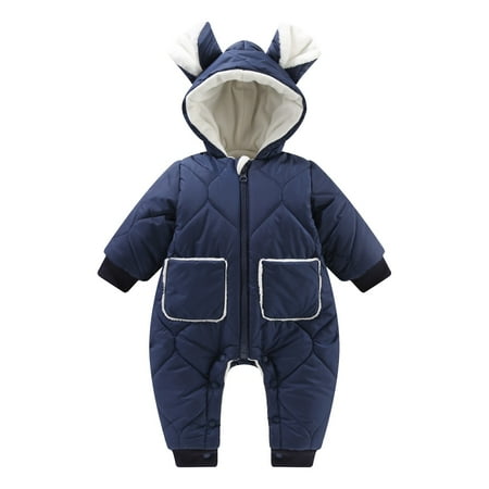 

RPVATI Baby Unisex Children Cartoon Rompers Long-Sleeve Thick Warm Bodysuit Hooded Winter Romper