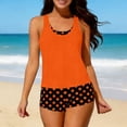 thumbnail image 4 of Gamivast Tankini Swimsuits for Women with Shorts Tummy Control Two Piece Bathing Suits Polka Dot Print Racerback Athletic Swimwear Summer Beach Outfits Wear, 4 of 9