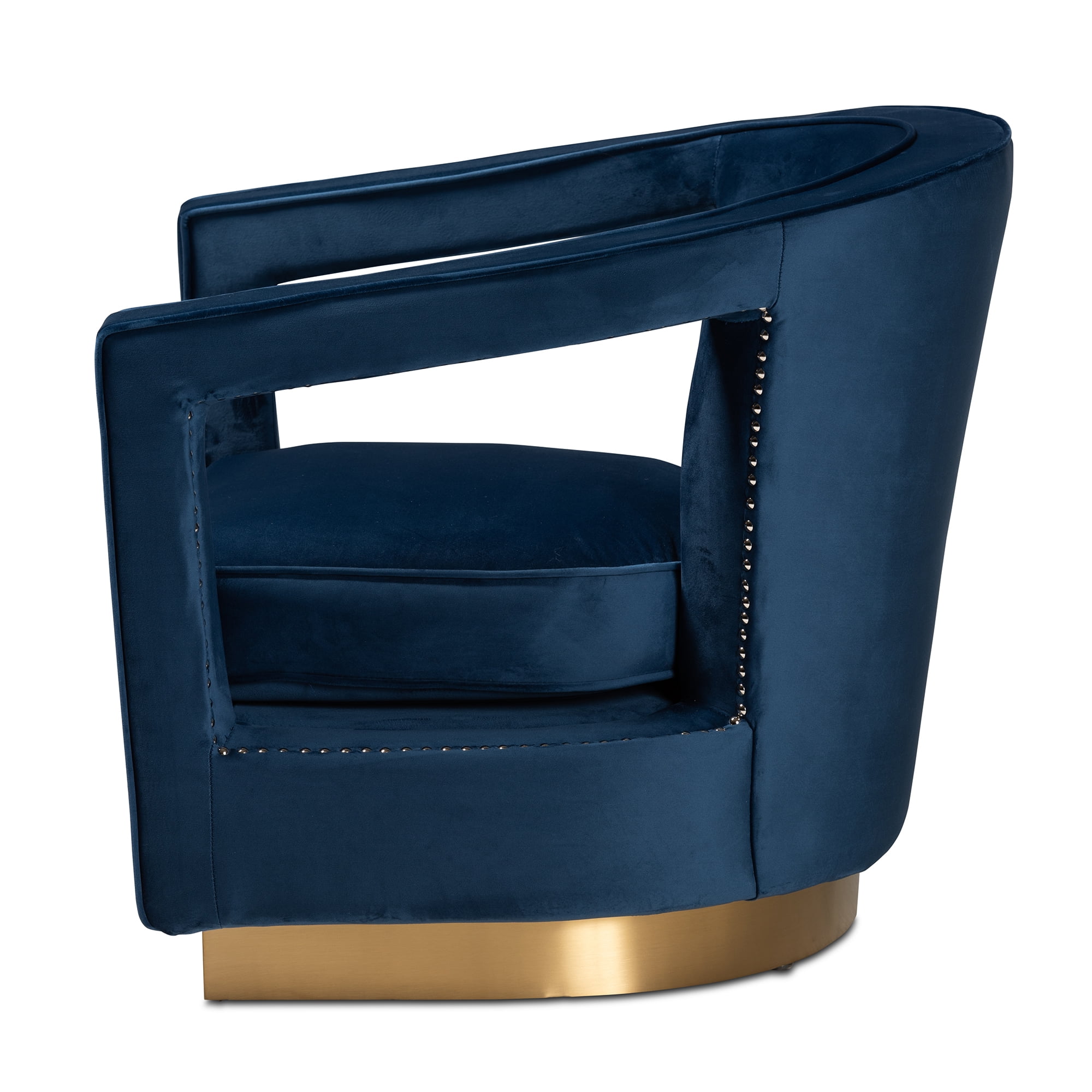 Baxton Studio Neville Tub Chair, Navy Blue and Gold
