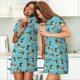 thumbnail image 4 of Fotbe Mallard Ducks Swimming In The Lake Bata de Dormir para Mujer con Estampado, Camisón de Algodón de Manga Corta, Ropa de Dormir Casual, 4 of 6