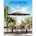 thumbnail image 4 of Parasol Déporté de Patio à DEL Solaire 10 Pi – 24 Lumières, 8 Baleines, Base Croisée Robuste, Protection UV Imperméable, Inclinaison Réglable et Manivelle, Pare-Soleil Extérieur pour Piscine, Terrasse, Jardin – Beige, 4 of 7