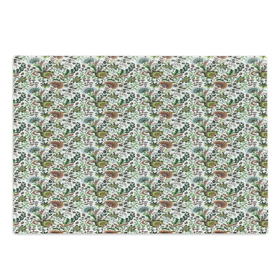 Floral Cutting Board, Hand Drawn Composition with Fresh Colorful Foliage Leaves Spring Season Illustration, Decorative Tempered Glass Cutting and Serving Board, Large Size, Multicolor, by Ambesonne