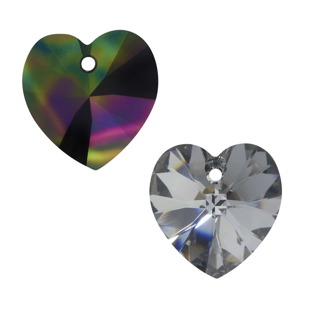 Swarovski Swarovski Crystal 6228 Heart Pendants 14mm 2 Pieces Crystal Rainbow Dark Walmart Com Walmart Com