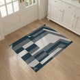 thumbnail image 3 of ODIKA 3'x5' Dark Teal Geometric Venn Charcoal Washable Throw Rug Modern Flatwoven Design With Abstract Rectangular Motifs Stain Resistant, Low Profile, Non-Slip for Entryway, Kitchen, Mudroom, 3 of 7