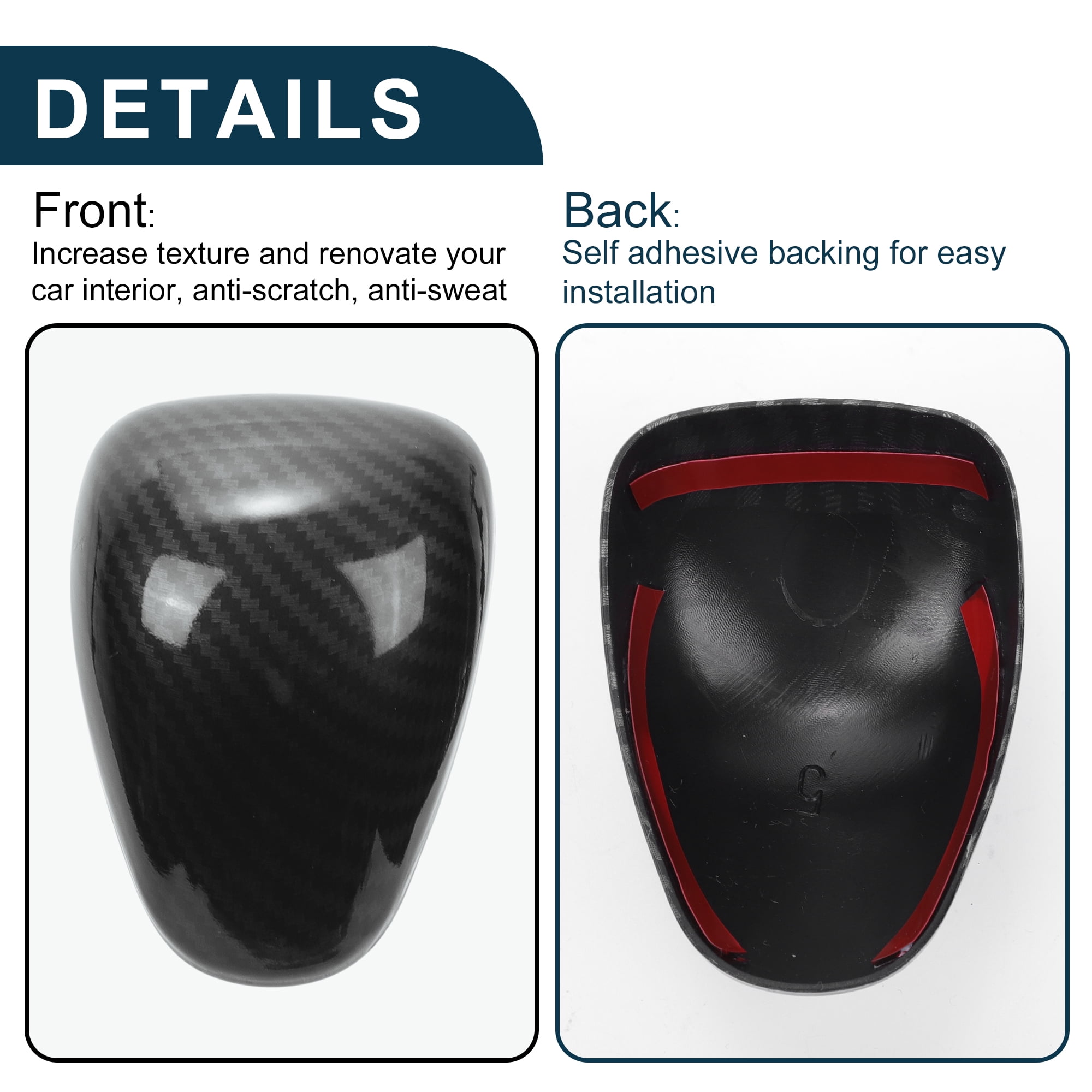 Unique Bargains Gear Shift Knob Decorator Cover for Honda Accord 2013-2017 Carbon Black