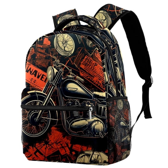 Lightweight Backpack Motorcycle School Bag Travel Laptop Daypack for Men Women Casual Rucksack