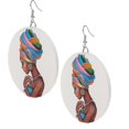 thumbnail image 2 of 3xwooden Africian Women Pattern Drop Hook Stud Earrings Jewelry Style L------Product code 68913, 2 of 5