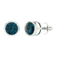 thumbnail image 2 of 1Ct Brilliant Round Cut Studs Natural London Blue Topaz 14K White Solid Solid Gold Everyday Dainty Earrings Screw Back, 2 of 7