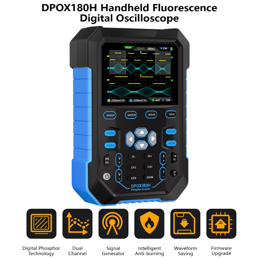 Handheld Digital Oscilloscope 180MHz Analog Bandwidth 500MSPS Sampling Rate