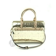 Michael Kors Bossy Baby Embossed Metallic Leather Large Duffle Satchel Handbag Bag (Pale Gold)