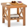 thumbnail image 1 of Gymax Table d'Appoint d'Extérieur en Bois d'Acacia, Table Adirondack avec Tablette de Rangement, Naturel, 1 of 10