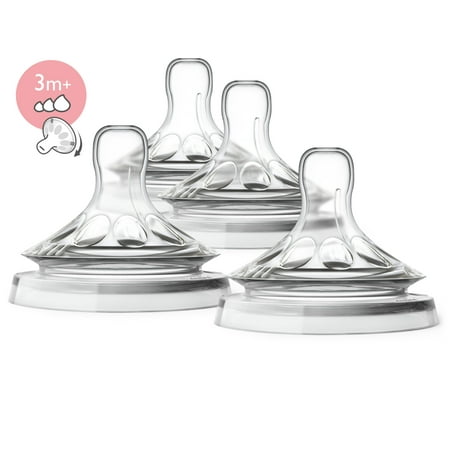 Philips Avent Natural Baby Bottle Variable Flow Nipple, 3M+, 4pk, SCF655/43
