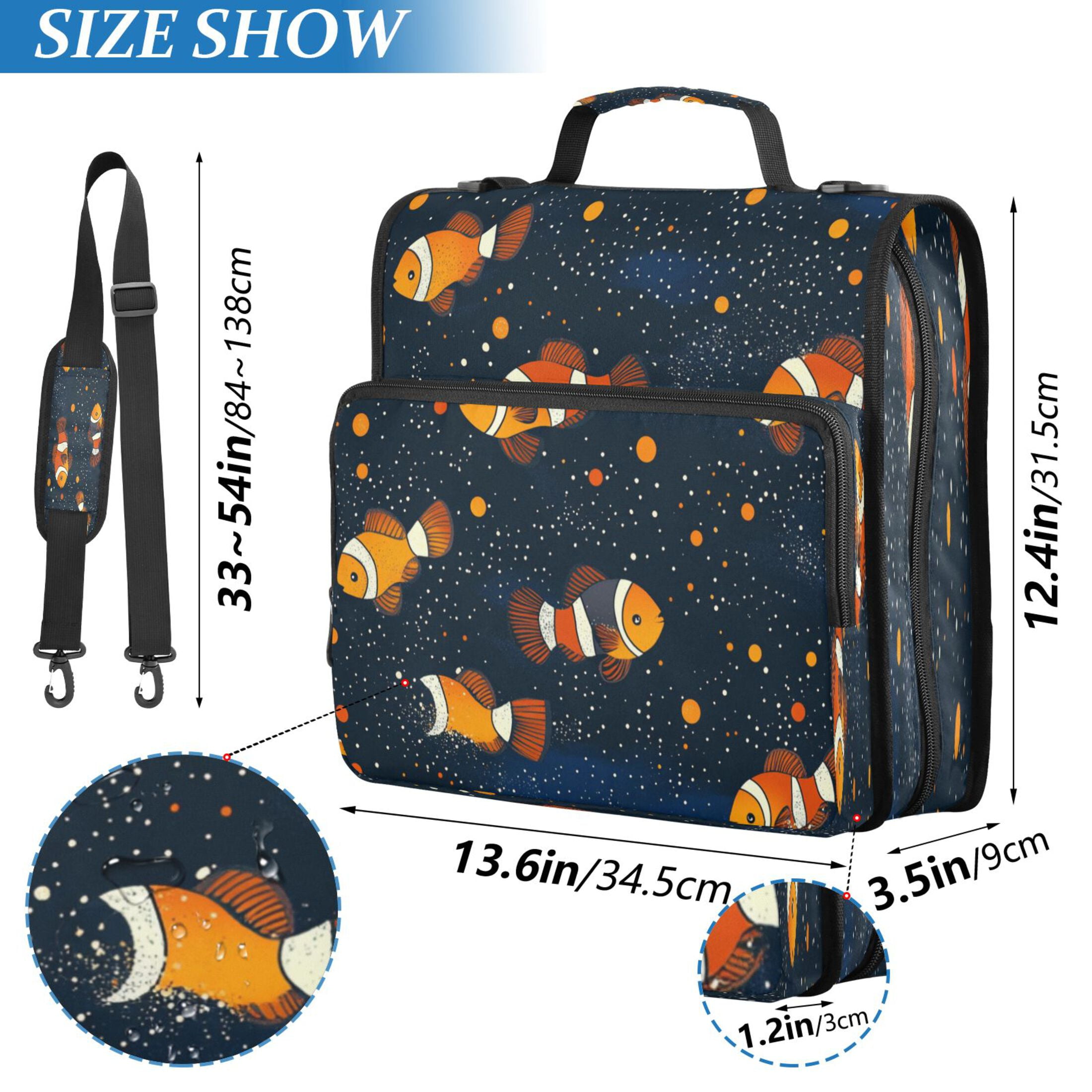 YAZAOO Zipper Binder trapper keeper Documents Organized Design Cosmic Clownfish Printed