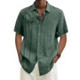 thumbnail image 2 of Designer Spring Summer Men's Casual Cotton Solid Color Short Sleeve Shirts Loose Shirts L, 2 of 4