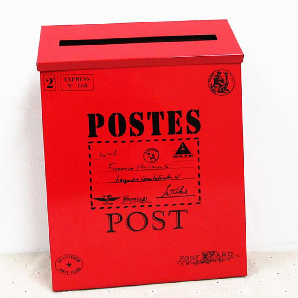 Vintage Style Outdoor Letter Post Box Mailbox Wall Mounted Secure Mail Red