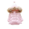 thumbnail image 3 of Esaierr Kids Toddler Cotton Jacket for Girls Hooded Down Cotton Jacket Solid Color Warm Cotton Coats Fall Winter Newborn Thickening Snowsuit Outerwear for 9 Months - 7 Years, 3 of 9