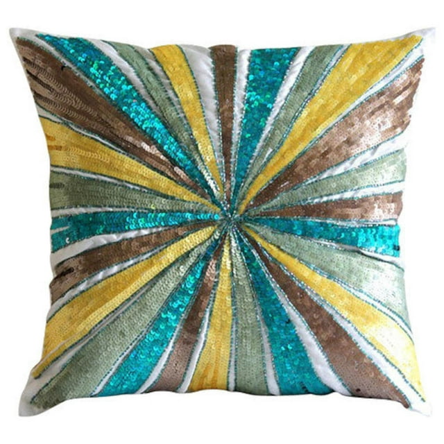 The HomeCentric Housse de Coussin, Housse de Coussin Multicolore, Paillettes Multicolores Roue à Pailletée Housse de Coussin, Lot de 2, 20x20 Pouces (50x50 cm Carré Soie Géométrique Pâques - Joyeux Rond